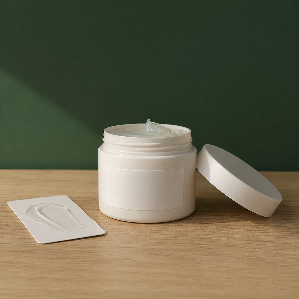 Colour Restorer Cream — Neutral 100 ml — wax-white packaging on an oak surface against a moss-green background